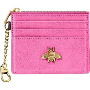 Card Holder Keychain Wallet for Women Pink